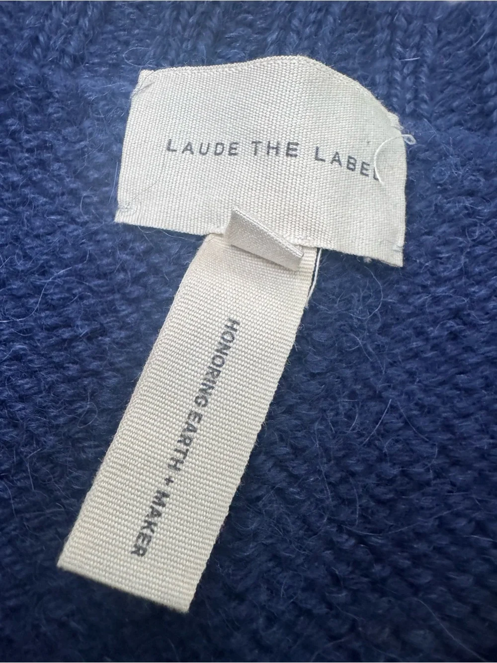 Laude The Label Baby Alpaca Jumper Sweater Navy Blue V-Neck Luxury L/XL $358